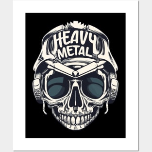 Heavy Metal Skull Headphones Posters and Art